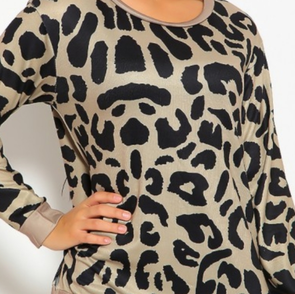 Black and Tan Animal Print Top